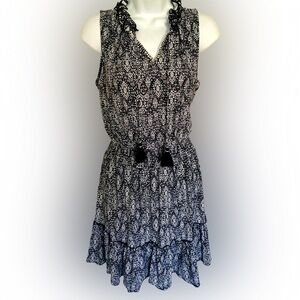 Cabana Life Black and White Sleeveless Sundress-S black white , nylon spandex